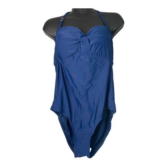 Catalina Womens Size Medium Twist Front One Piece Bathing Swimsuit Navy Blue - Picture 1 of 5
